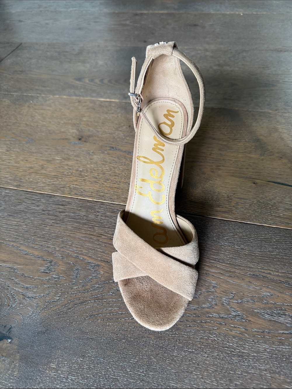 Sam Edelman Beige Suede Ankle-Strap Sandal